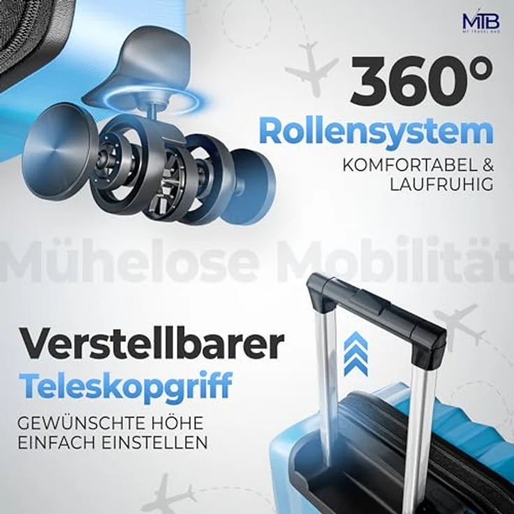 MY TRAVEL BAG Hartschalen-Koffer Trolley ABS Reisekoffer 4 Zwillingsrollen + 5cm Dehnungsfuge (Grün, Großer Koffer (75cm)) – Bild 4