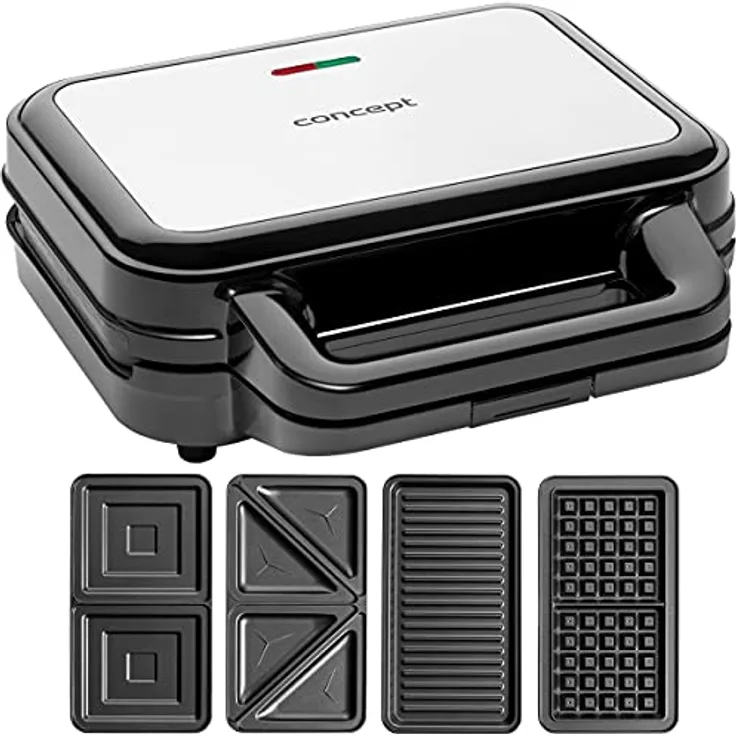 Concept Hausgeräte Sandwichmaker 4 in 1 SV3070, 900 W, schwarz mit austauschbaren Platten