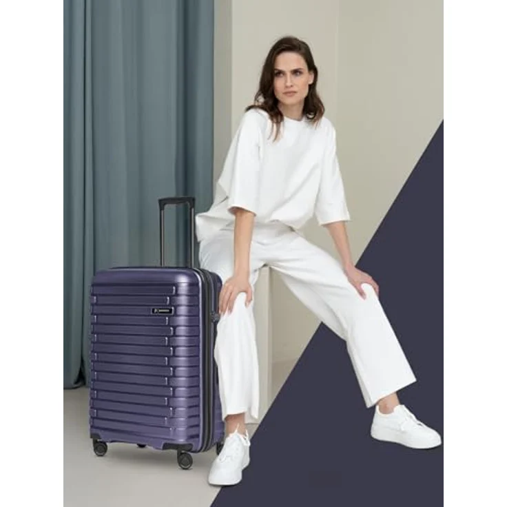 Pactastic Collection 04 THE MEDIUM, 4 Rollen Trolley M 66 cm mit Dehnfalte, lila metallic, 100% Polypropylen – Bild 9