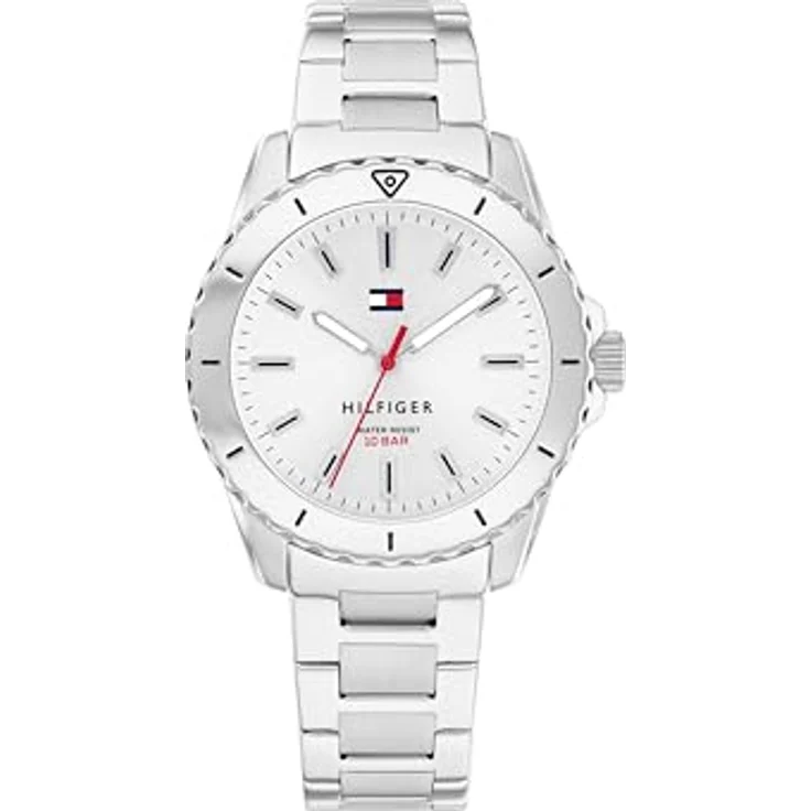 Tommy Hilfiger 1720051, Armbanduhr mit DREI-Zeiger-Quarzwerk, silbernes Edelstahlarmband, 10 ATM wasserdicht, 32 mm Gehäuse – Bild 1