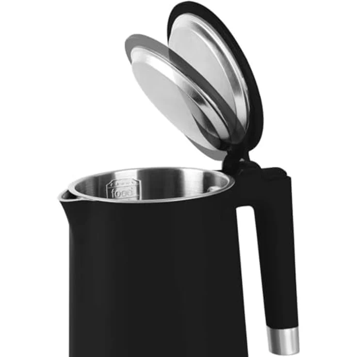 Berlinger Haus Wasserkocher BH-9049, doppelwandig, 1,7 l, Schwarz mit Edelstahl-Innenraum, 360° drehbare Basis, Trockenschutz und Kontrollleuchte – Bild 4