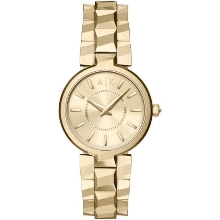 Armani Exchange AX4407, Damen 34MM Goldfarbene Edelstahl Uhr mit präzisem Quarzwerk und kratzfestem Mineralglas – Bild 1