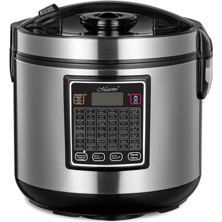 Maestro MR-793 Multikocher, 5 l, 900 W, schwarz, Edelstahl, 42 Kochprogramme, digitales Touchscreen-Display, Verzögerungsstartfunktion