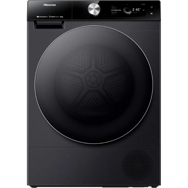 Hisense DH7S107BB, Wäschetrockner Freistehend 10 kg, Wärmepumpentechnologie, schwarz