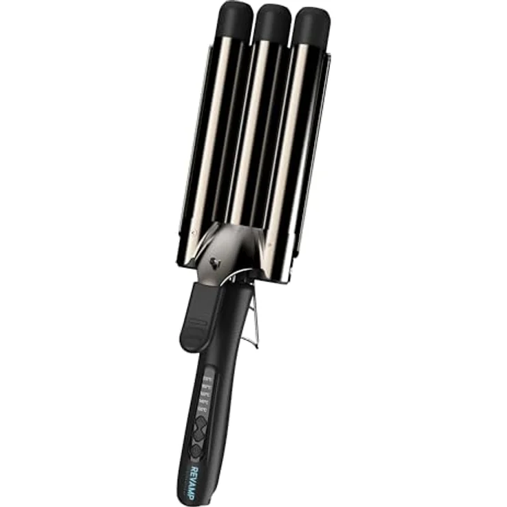 REVAMP Deep Beach Waver, Dreifach-Lockenstab für Beach Waves, professioneller Keramik-Zylinder, angereichert mit Progloss-Pflegeölen, Mermaid Beach Waves Lockenstab für kurzes, mittleres & langes Haar – Bild 1