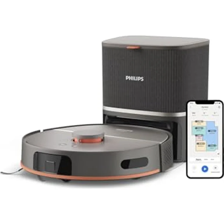 Philips Nass-Trocken-Saugroboter XU5100/10 5000 Series, 10.000 Pa Saugkraft, doppelter Wischmopp, inkl. Entleerungsstation, LDS-Radarnavigationssystem, HomeRun App, mit Beutel – Bild 1