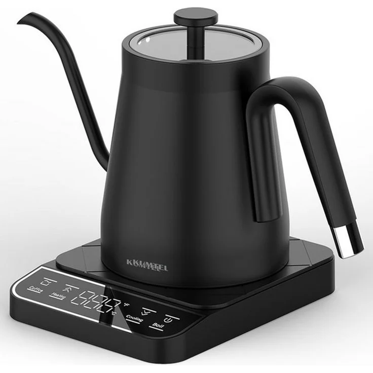 Opviq Wasserkocher HCK-02, 0.8 l, 1350 W, Edelstahl schwarz, Temperaturwahl, 360°-Sockel