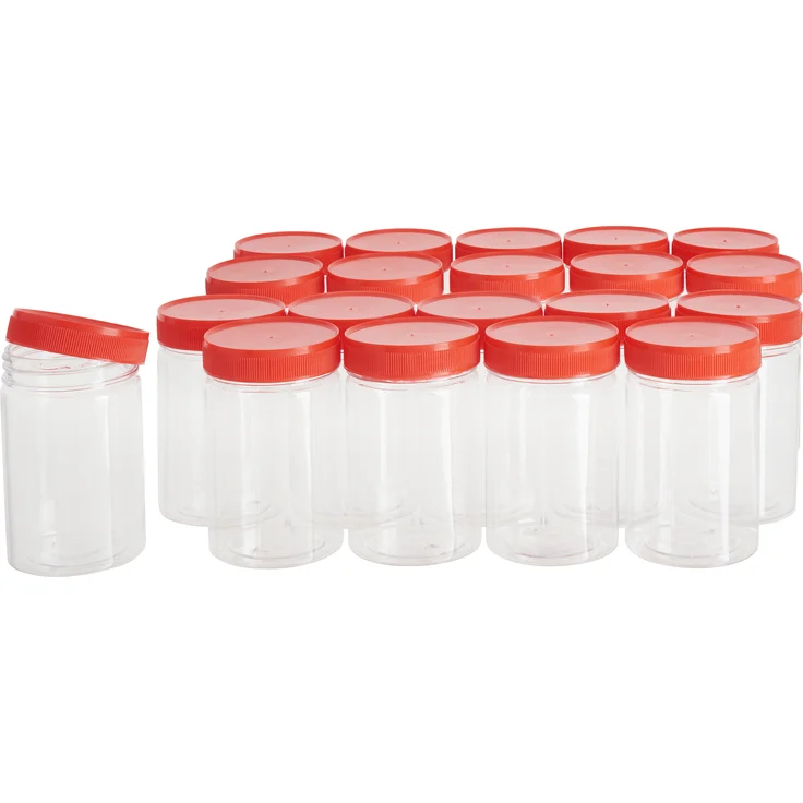 VBS XXL Kunststoffboxen, 200 ml mit rotem Schraubdeckel, 20 Stück