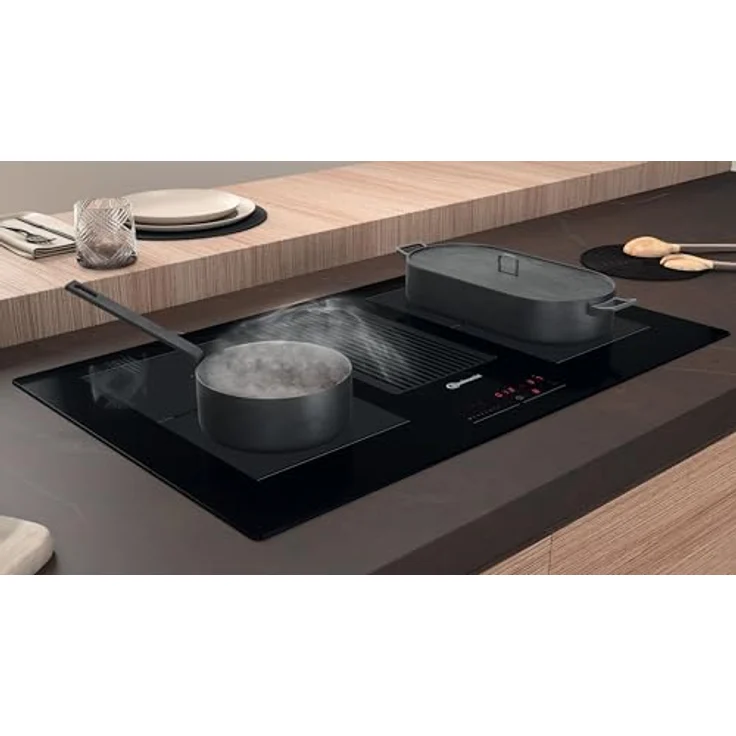 Bauknecht BVH 92 2B K1 Kochfeld mit Dunstabzug, Induktion, rahmenlos, Einbaugerät, Autark, Breite 83 cm, Anzahl der Kochstellen 4, schwarz – Bild 6