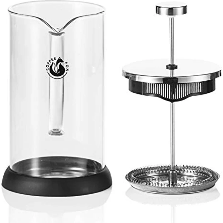 Coffee Fox French Press aus Glas Kaffeezubereiter Pressfilterkanne 1 Liter Kaffeebereiter Spülmaschinenfest – Bild 3