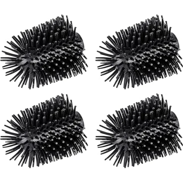 WENKO Ersatzbürsten WC-Garnitur Silikonkopf 4er Set, schwarze Anti-Haft WC-Bürsten für freistehende Garnituren, Ø 7,5 x 9,3 cm