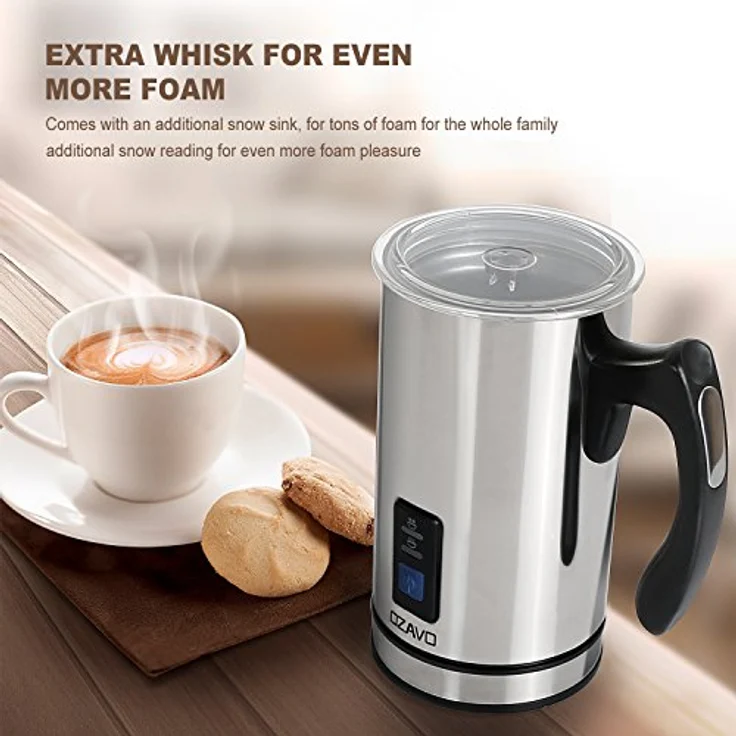 OZAVO Milchaufschäumer, elektrische Milk Frother, 240ml Kapazität, 500W Milchschäumer, Warm und Kaltaufschäumen für Kaffee, Cappuccino, antihaftbeschichtet, 360° Basisstation – Bild 2