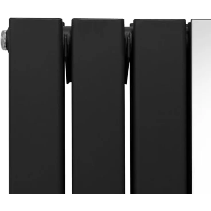 Monster Shop Paneelheizkörper mit Spiegel 1800 x 565mm, vertikaler Wandheizkörper aus matt schwarzem Kohlenstoffstahl, hohe Wärmeleistung von 8092 BTU, inklusive Reinigungsbürste und Befestigungsset – Bild 3