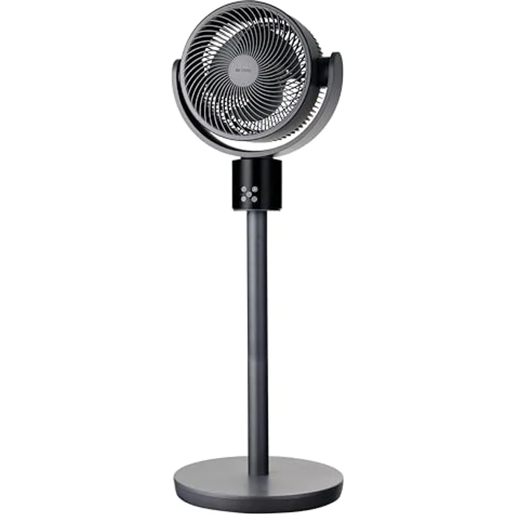 Be Cool Digitaler Stand- und Tischventilator 26cm – DC Inverter Motor, 50 Watt, 12 Stufen, 3 Windmodi, 3D-Osszilation, Höhe einstellbar: 66/95 cm, 15 Std. Timer, LED-Anzeige, Fernbedienung, grau – Bild 1