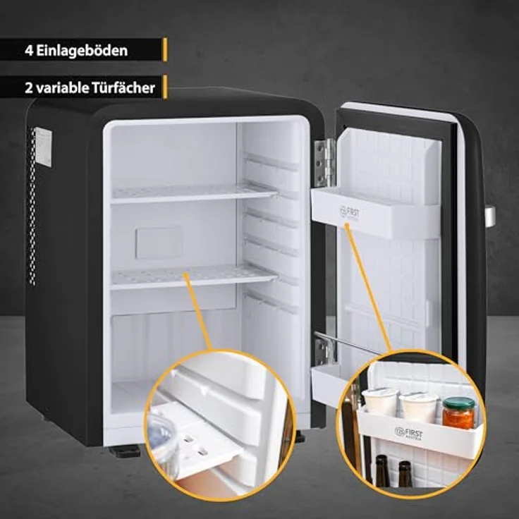 TZS First Austria Minikühlschrank | Retro Design | Einstellbare Kühlleistung | Thermoelektrisches Kühlsystem | 40L | schwarz – Bild 4