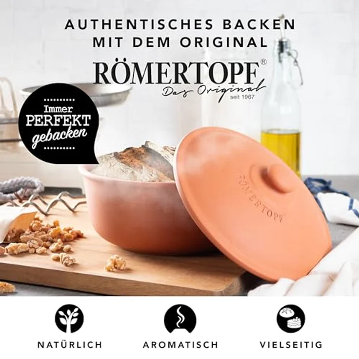 Römertopf Brotbacktopf rund terrakotta m.Deckel im MOB – Bild 3