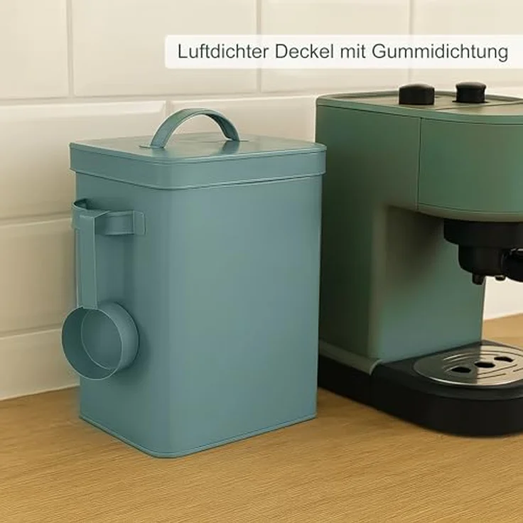 Relaxdays 2er Set Metallbox, 6,5 L Aufbewahrungsbox mit Dosierhilfe, luftdicht, grün – Bild 2