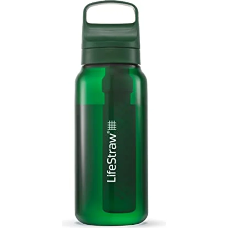 LifeStraw Go Serie - BPA-freie Trinkflasche mit Wasserfilter 1l für Reisen und den täglichen Gebrauch - entfernt Bakterien, Parasiten, Mikroplastik und verbessert den Geschmack, Terrace Green (grün) – Bild 1