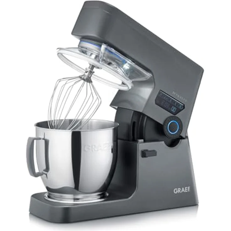 Graef KM7016 Myestro Küchenmaschine, 800 Watt, 7 Liter, 10 Geschwindigkeiten, Touch-Display, Planetenrührwerk, grau – Bild 2