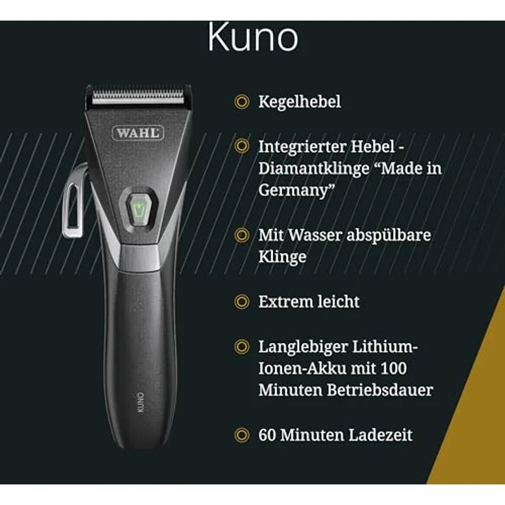 Wahl Kuno Professioneller Akku-Haarschneider - Bis zu 100 Minuten Laufzeit - Taper-Hebel-Funktionalität, 7200 U/min Motor, ergonomisches Design – Bild 2