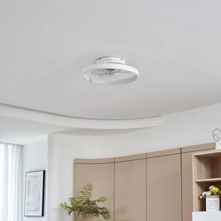 Lindby Momitu, Deckenventilator mit dimmbarer LED-Lampe, Fernbedienung, Aluminium, Ø 50 cm, weiß, für Wohnzimmer & Esszimmer – Bild 3