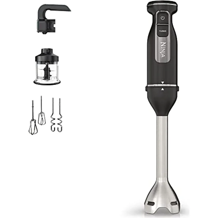 Ninja Foodi Stabmixer, Edelstahl,Testsieger, Handmixer & Zerkleinerer, 2 Mix- und 5 Rührgeschwindigkeiten, spülmaschinenfeste Teile, 850W, 3-in-1, Schwarz, CI100EU – Bild 1