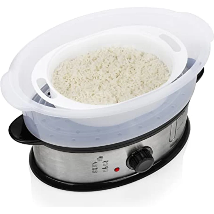 Tristar elektrischer Dampfgarer 1200 Watt mit 3 Garbehältern, 11 Liter Fassungsvermögen, VS-3914, Silber, Kunststoff – Bild 8