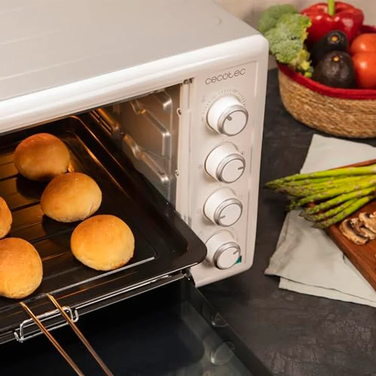 Cecotec Tischkonvektionsofen 60 Liter Bake&Toast 6090 White Gyro. 2200 W, 12 Funktionen, bis 230°C, Doppelglastür, Inklusive Drehspieß – Bild 4