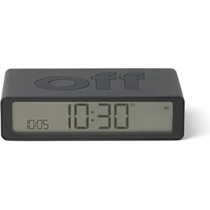 Lexon Flip Classic, Digitaler Wecker mit umkehrbaren EIN/Aus-Seiten, wiederaufladbar, LCD-Display, Berührungssensor für Schlummerfunktion – Dunkelgrau – Bild 1