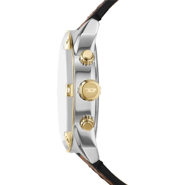 Diesel Chronograph SPIKED, Quarzuhr, Armbanduhr, Herrenuhr, Stoppfunktion, Lederarmband, silberfarben/braun – Bild 4