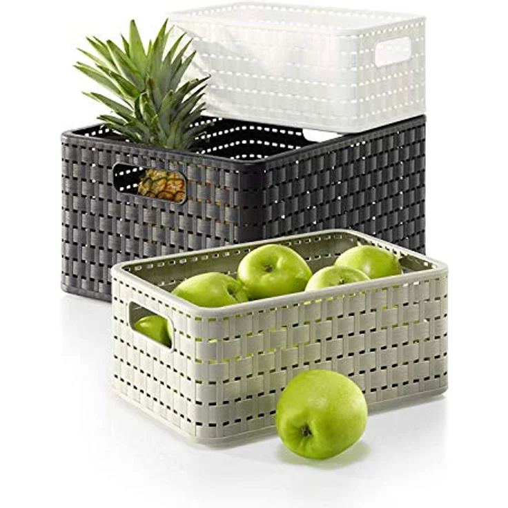 Rotho Country Aufbewahrungskiste 4l in Rattan-Optik, Kunststoff (PP) BPA-frei, weiss, A6+/4l (23,7 x 15,8 x 10,8 cm) – Bild 5