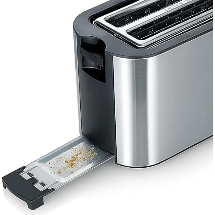 SEVERIN Automatik-Toaster, 2 Langschlitzkammern, Für bis zu 4 Brotscheiben, 1.400 W, AT 2590, Edelstahl-Schwarz – Bild 6