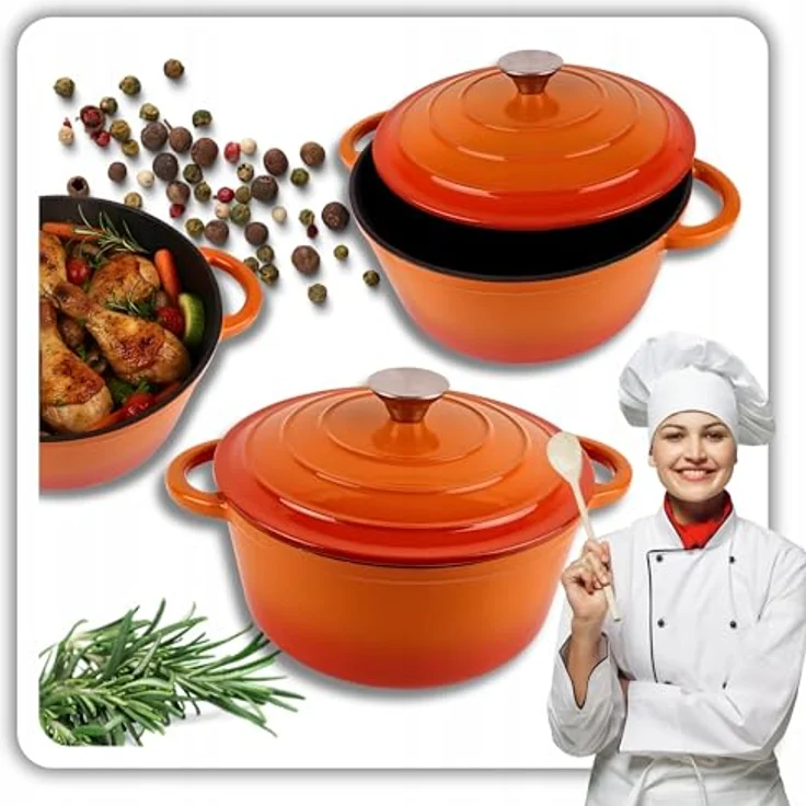 Torvon Bräter Gusseisen-Topf emailliert, 22 cm, orange – Bild 2