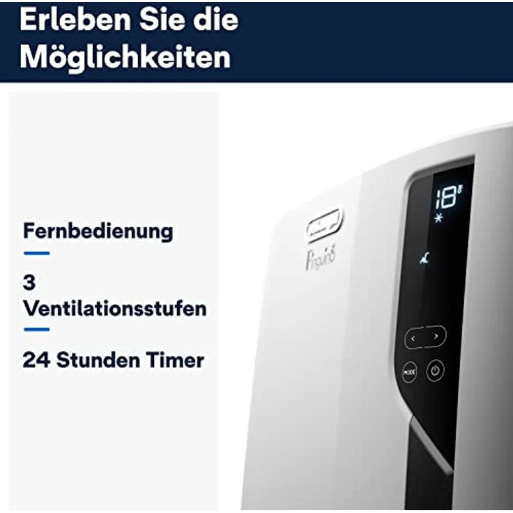 De'Longhi Pac EL92 Silent Mobiles Klimagerät, Kunststoff, Weiß und Schwarz – Bild 5
