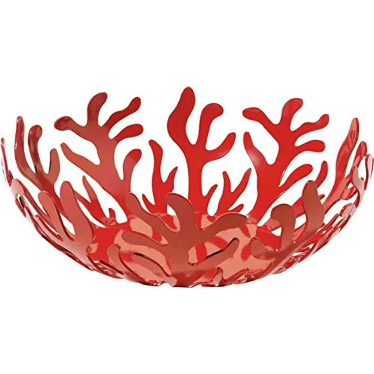 Alessi Mediterraneo ESI01/25 R Obstschale aus Edelstahl, glänzend poliert, rot (25 cm Durchmesser)