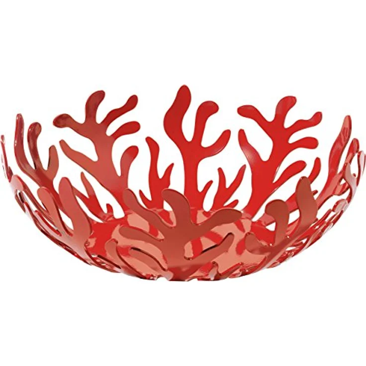 Alessi Mediterraneo ESI01/25 R Obstschale aus Edelstahl, glänzend poliert, rot (25 cm Durchmesser) – Bild 1