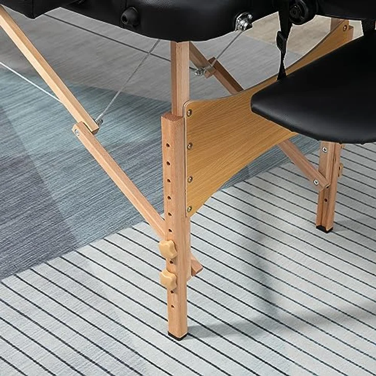 HOMCOM Klappbares Massagebett, Massageliege mit Kopfstütze, Kunstleder, verstellbare Höhe, belastbar bis 250 kg, Schwarz – Bild 8