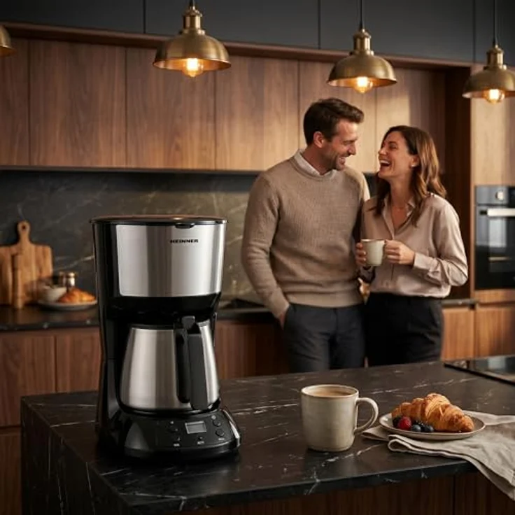 Heinner HCM-D750SSBK digitale Kaffeemaschine, 1,25 l Wassertank, Edelstahlbecher, LCD-Display, 750 W, schwarz, mit Tropf-Stopp-Funktion und spülmaschinenfesten Teilen – Bild 9