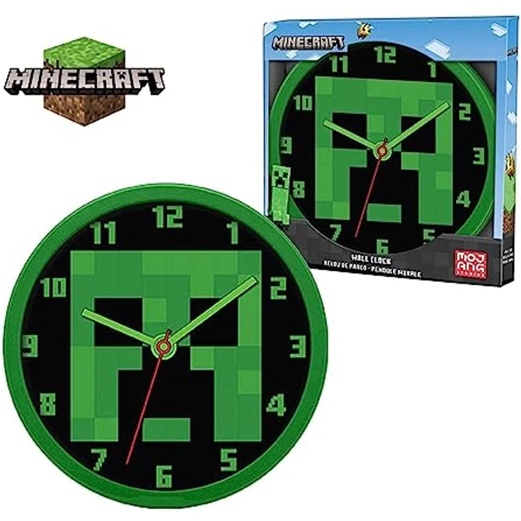 Minecraft Wanduhr Minecraft analoge Wanduhr mit 25cm Durchmesser Stilvolle Zeitmessung – Bild 3