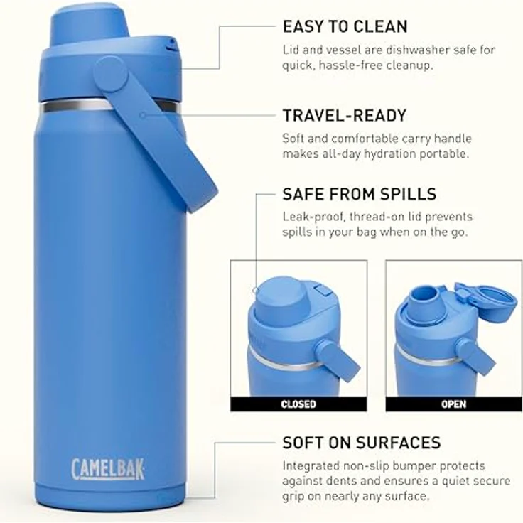 CamelBak Thrive Chug, Isolierte Edelstahl-Wasserflasche, 590 ml, Auslaufsicher, Himmelblau – Bild 3