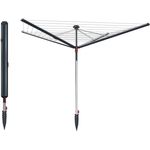 Vileda Sun-Rise Premium Wäschespinne, 50 m Leinenlänge, Höhenverstellbar 1,67–1,82 m, patentiertes Spannsystem, wetterfest, kompakt & stabil, Eco-Verpackung