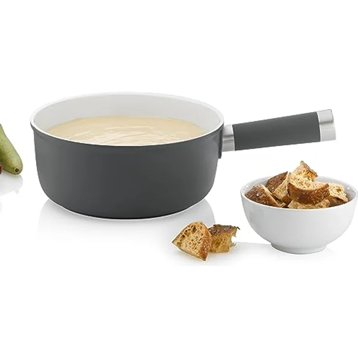 kela 16571 Käsefondue-Pfanne, Aluguss, Keramisch beschichtet, Induktionsgeeignet, 1 L, Meyrin, grau – Bild 2