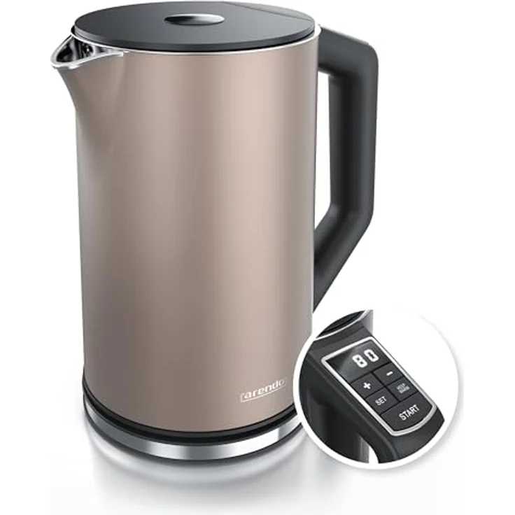 Arendo Edelstahl-Wasserkocher, 2200W, 1,5L, Temperatureinstellung 40-100°C, doppelwandig: Tests, Infos & Preisvergleich