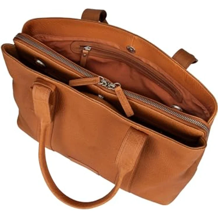 Burkely Shopper Soft Skylar, Einkaufstasche aus robustem Rindleder mit integriertem Laptopfach, schwarz – Bild 4