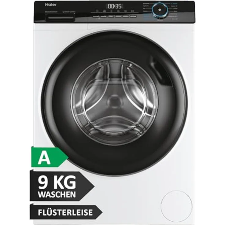 Haier HW90-B14939, Frontlader Waschmaschine mit 9 kg Kapazität, 1.400 U/min, Startzeitvorwahl, Antibakterielle Technologie und Express-Programm