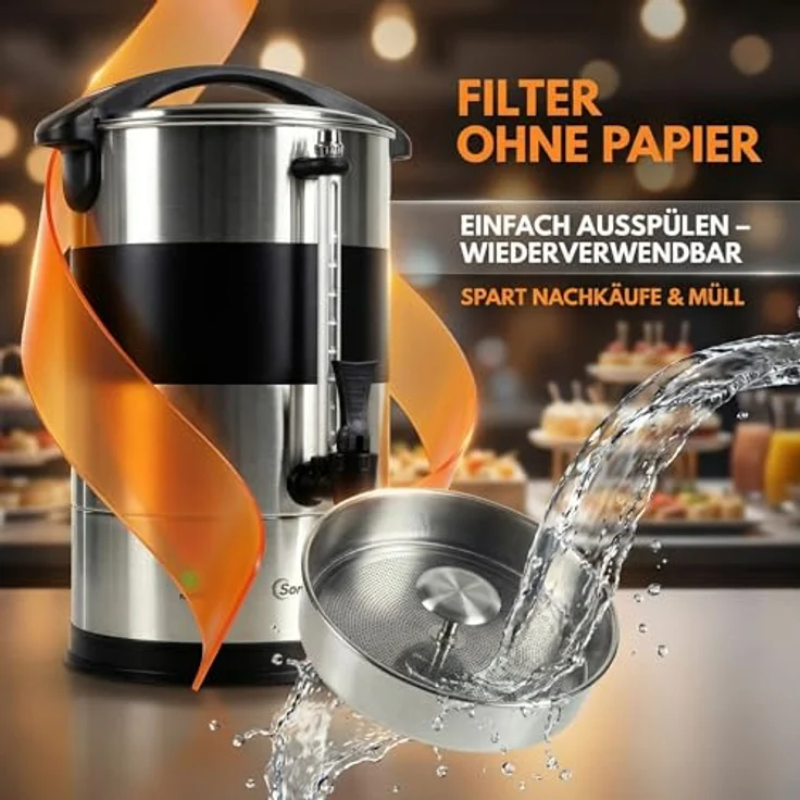 Sommertal Gastro Kaffeemaschine 15L / 100 Tassen, Filterkaffeemaschine mit Warmhaltefunktion und Beschriftungsfeld – Bild 5