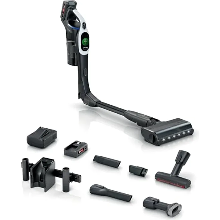 Bosch Akku-Staubsauger Unlimited 10 BTS1042WAC, kabellos, MicroClean Technology, HEPA-Filter, TFT-Display, 4 Ah Akku, LED-Licht, weiß