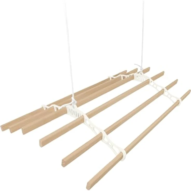 Monster Shop Decken-Wäscheständer, 1,4 m, Elfenbein, 6 Latten, ausziehbar, gusseisernes Gestell, mit Befestigungsset – Bild 6