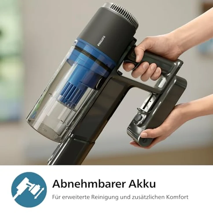 Philips Kabelloser Akku-Staubsauger 3000-Serie - Staubsaugen und Wischen in einem, Digitaler Motor, präzise LED-Düse, 60 Minuten Laufzeit, Abnehmbarer Akku, PowerCyclone 8, Aqua-Modul (XC3132/01) – Bild 5