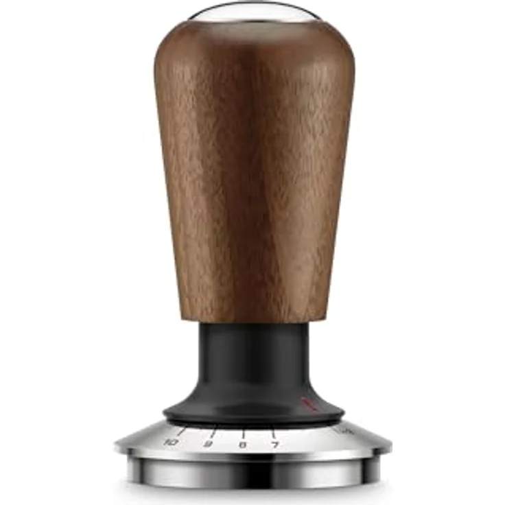 Sage The Force Gauge Tamper 54, selbstnivellierender Tamper aus Edelstahl und Walnussholz, braun, silber – Bild 1